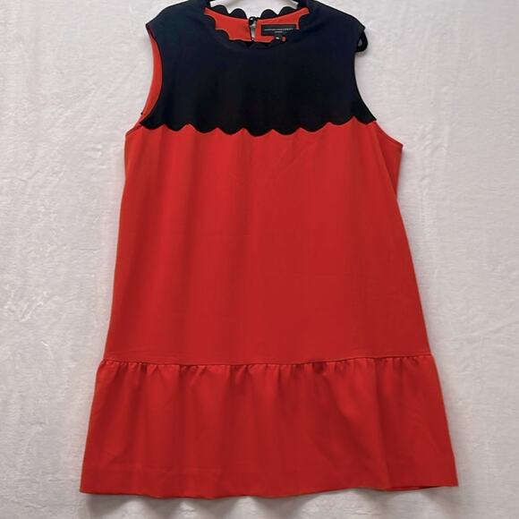 Victoria Beckham for Target Orange Black Scallop Neck Colorblock Tunic Dress‎ 3X - Picture 2 of 7